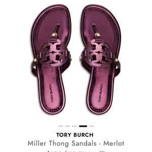 TORY BURCH
Miller Metallic Patent Sandals in 
MERLOT gently used